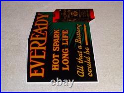 Vintage Eveready Dry Cell Battery Hot Spark Long Life 1' Metal Gasoline Oil Sign