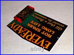 Vintage Eveready Dry Cell Battery Hot Spark Long Life 1' Metal Gasoline Oil Sign