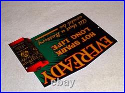 Vintage Eveready Dry Cell Battery Hot Spark Long Life 1' Metal Gasoline Oil Sign