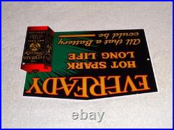 Vintage Eveready Dry Cell Battery Hot Spark Long Life 1' Metal Gasoline Oil Sign