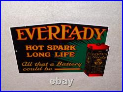 Vintage Eveready Dry Cell Battery Hot Spark Long Life 1' Metal Gasoline Oil Sign