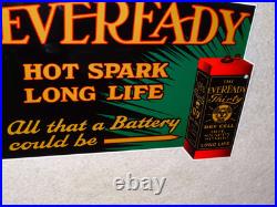 Vintage Eveready Dry Cell Battery Hot Spark Long Life 1' Metal Gasoline Oil Sign