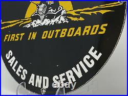 Vintage Evinrude Outboard Motors Porcelain Dealership Sign Sales Service Gas Oil