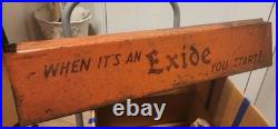Vintage Exide Batteries Double Sided Heavy Tin Sign Base YOU START
