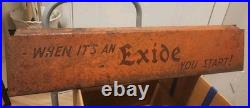 Vintage Exide Batteries Double Sided Heavy Tin Sign Base YOU START