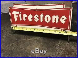 Vintage FIRESTONE Bowtie Tire Holder Display Stand Gas Oil Service Station Sign