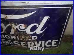 Vintage FORD SALES AND SERVICE Auto Car Gas Oil PORCELAIN ADVERTISING SIGN