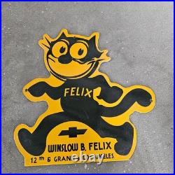 Vintage Felix Winslow B Felix Us Gasoline Oil Gas Pump Enamel Porcelain Sign