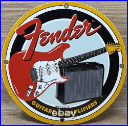 Vintage Fender Guitars Porcelain Stratocaster Sign Sales Service Gas Oil Amp Vintage Fender Guitars Porcelain Stratocaster Sign Sales Service Gas Oil Amp