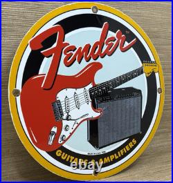 Vintage Fender Guitars Porcelain Stratocaster Sign Sales Service Gas Oil Amp Vintage Fender Guitars Porcelain Stratocaster Sign Sales Service Gas Oil Amp