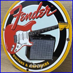 Vintage Fender Guitars Porcelain Stratocaster Sign Sales Service Gas Oil Amp Vintage Fender Guitars Porcelain Stratocaster Sign Sales Service Gas Oil Amp