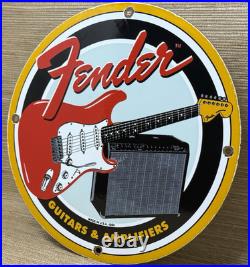 Vintage Fender Guitars Porcelain Stratocaster Sign Sales Service Gas Oil Amp Vintage Fender Guitars Porcelain Stratocaster Sign Sales Service Gas Oil Amp