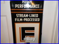 Vintage Filmoil For Modern Motors Cato Oil Tin Advertising Sign 71 1/2 Long
