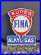 Vintage Fina Porcelain Sign Gas Station Oil Service Garage Advertising Plaque