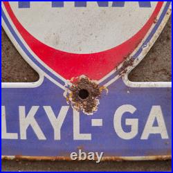 Vintage Fina Super Alkyl Gas Old Us Gasoline Oil Gas Pump Enamel Porcelain Sign