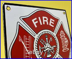 Vintage Fire Department Porcelain Sign Police Paramedic Gas Station Motor Oil