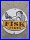 Vintage Fisk Tires Lube Porcelain Sign Sales Dealer Service Station Pump Plate 1