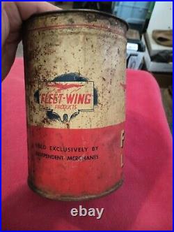 Vintage Fleet Wing 5 Pound Oil Can Lubricants Gas Oil Advertising Uncleaned