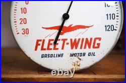 Vintage Fleet Wing Motor Oil Glass Thermometer Advertising Sign Gasoline round Vintage Fleet Wing Motor Oil Glass Thermometer Advertising Sign Gasoline round