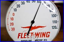Vintage Fleet Wing Motor Oil Glass Thermometer Advertising Sign Gasoline round Vintage Fleet Wing Motor Oil Glass Thermometer Advertising Sign Gasoline round