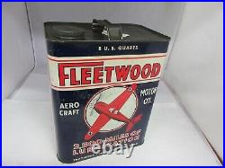Vintage Fleetwood Two Gallon Service Station Oil Tin Can Automobilia M-504