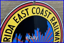 Vintage Florida East Coast Railway Porcelain Sign Gas Oil Train Station Keys Vintage Florida East Coast Railway Porcelain Sign Gas Oil Train Station Keys