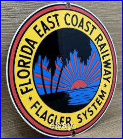 Vintage Florida East Coast Railway Porcelain Sign Gas Oil Train Station Keys Vintage Florida East Coast Railway Porcelain Sign Gas Oil Train Station Keys