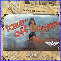 Vintage Flying A Gasoline Oil Pump Station 8x12 Inches Porcelain Enamel Sign