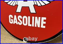 Vintage Flying A Gasoline Porcelain Sign Motor Oil Gas Station Pump Plate Servie