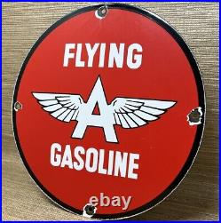 Vintage Flying A Gasoline Porcelain Sign Motor Oil Gas Station Pump Plate Servie