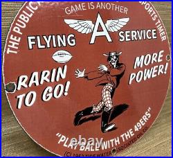 Vintage Flying A Gasoline Porcelain Sign Oil Gas Station San Francisco 49ers