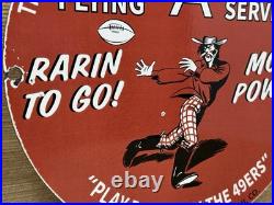 Vintage Flying A Gasoline Porcelain Sign Oil Gas Station San Francisco 49ers Vintage Flying A Gasoline Porcelain Sign Oil Gas Station San Francisco 49ers