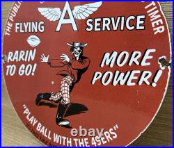 Vintage Flying A Gasoline Porcelain Sign Oil Gas Station San Francisco 49ers Vintage Flying A Gasoline Porcelain Sign Oil Gas Station San Francisco 49ers