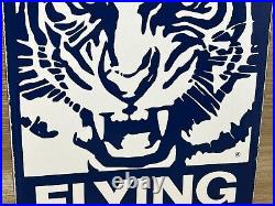 Vintage Flying Tigers Porcelain Sign Oil Gas Station Aviation Airplane Hangar