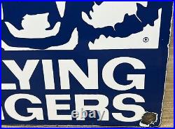 Vintage Flying Tigers Porcelain Sign Oil Gas Station Aviation Airplane Hangar