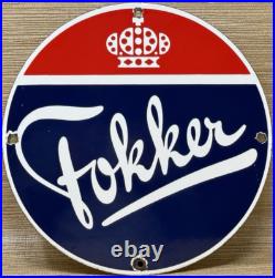 Vintage Fokker Airplane Porcelain Sign Gas Oil Royal Dutch Aircraft Airforce Vintage Fokker Airplane Porcelain Sign Gas Oil Royal Dutch Aircraft Airforce
