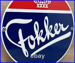 Vintage Fokker Airplane Porcelain Sign Gas Oil Royal Dutch Aircraft Airforce Vintage Fokker Airplane Porcelain Sign Gas Oil Royal Dutch Aircraft Airforce