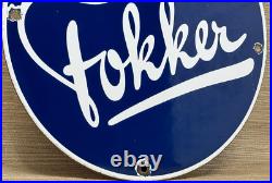 Vintage Fokker Airplane Porcelain Sign Gas Oil Royal Dutch Aircraft Airforce Vintage Fokker Airplane Porcelain Sign Gas Oil Royal Dutch Aircraft Airforce
