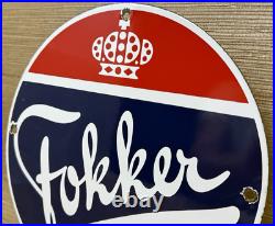 Vintage Fokker Airplane Porcelain Sign Gas Oil Royal Dutch Aircraft Airforce Vintage Fokker Airplane Porcelain Sign Gas Oil Royal Dutch Aircraft Airforce