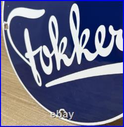 Vintage Fokker Airplane Porcelain Sign Gas Oil Royal Dutch Aircraft Airforce Vintage Fokker Airplane Porcelain Sign Gas Oil Royal Dutch Aircraft Airforce