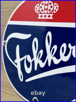 Vintage Fokker Airplane Porcelain Sign Gas Oil Royal Dutch Aircraft Airforce Vintage Fokker Airplane Porcelain Sign Gas Oil Royal Dutch Aircraft Airforce