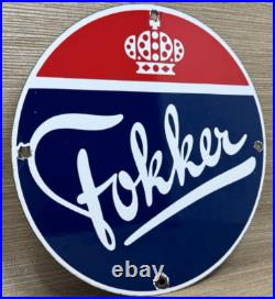 Vintage Fokker Airplane Porcelain Sign Gas Oil Royal Dutch Aircraft Airforce Vintage Fokker Airplane Porcelain Sign Gas Oil Royal Dutch Aircraft Airforce