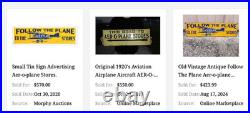 Vintage Follow The Airplane To Aer-o-plane Stores 20 Metal Gasoline & Oil Sign