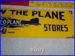 Vintage Follow The Airplane To Aer-o-plane Stores 20 Metal Gasoline & Oil Sign