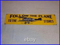 Vintage Follow The Airplane To Aer-o-plane Stores 20 Metal Gasoline & Oil Sign