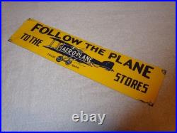 Vintage Follow The Airplane To Aer-o-plane Stores 20 Metal Gasoline & Oil Sign