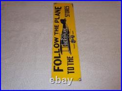 Vintage Follow The Airplane To Aer-o-plane Stores 20 Metal Gasoline & Oil Sign