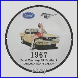 Vintage Ford 1967 Oil Porcelain Gas Pump Sign