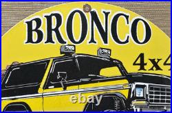 Vintage Ford Bronco Porcelain Sign General Motors Dealership Gas Oil Chevrolet Vintage Ford Bronco Porcelain Sign General Motors Dealership Gas Oil Chevrolet