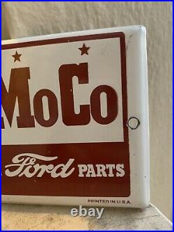 Vintage Ford Genuine Parts Fomoco Porcelain Sign Gas Oil Pump Truck Push Plate